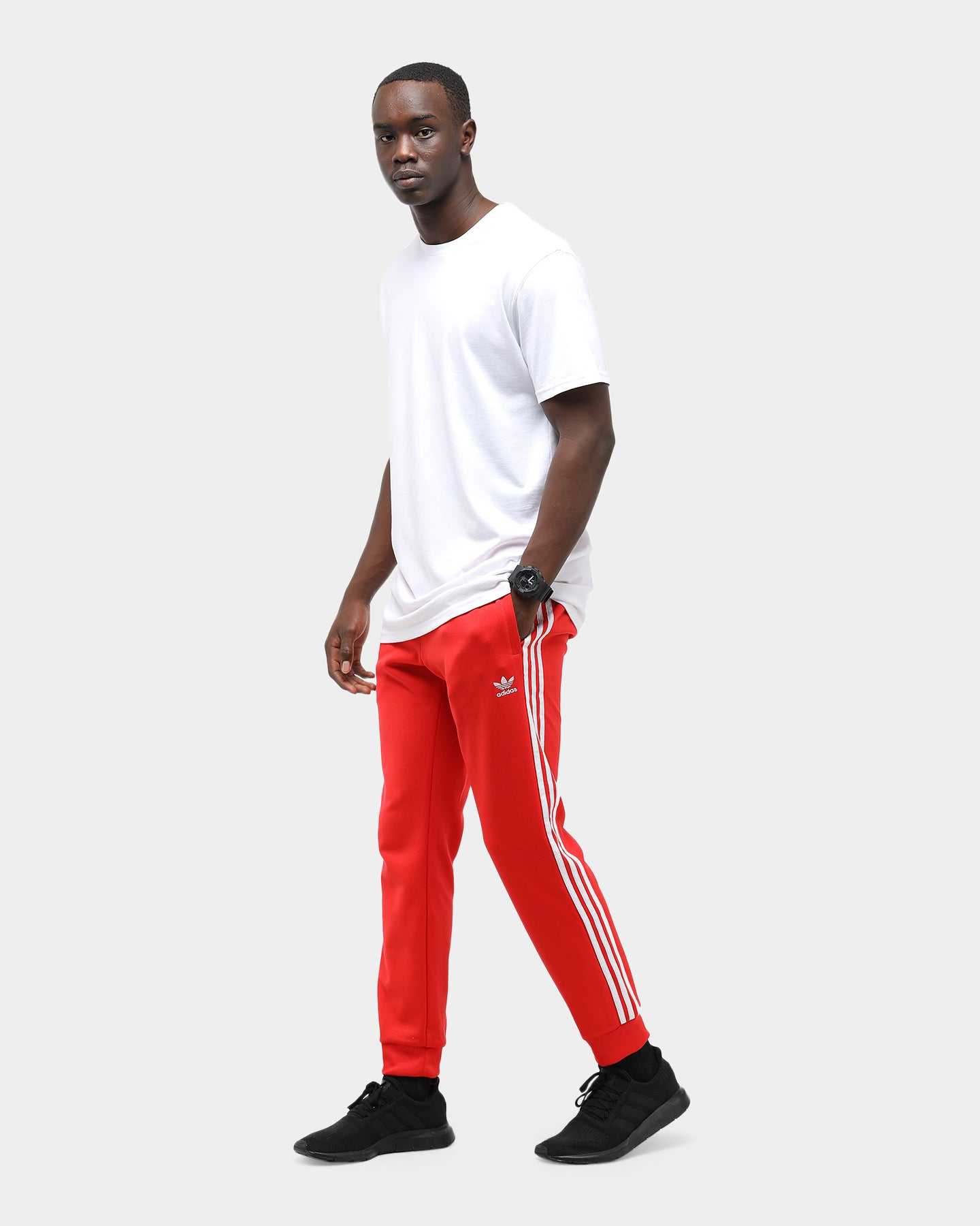 mens red adidas pants