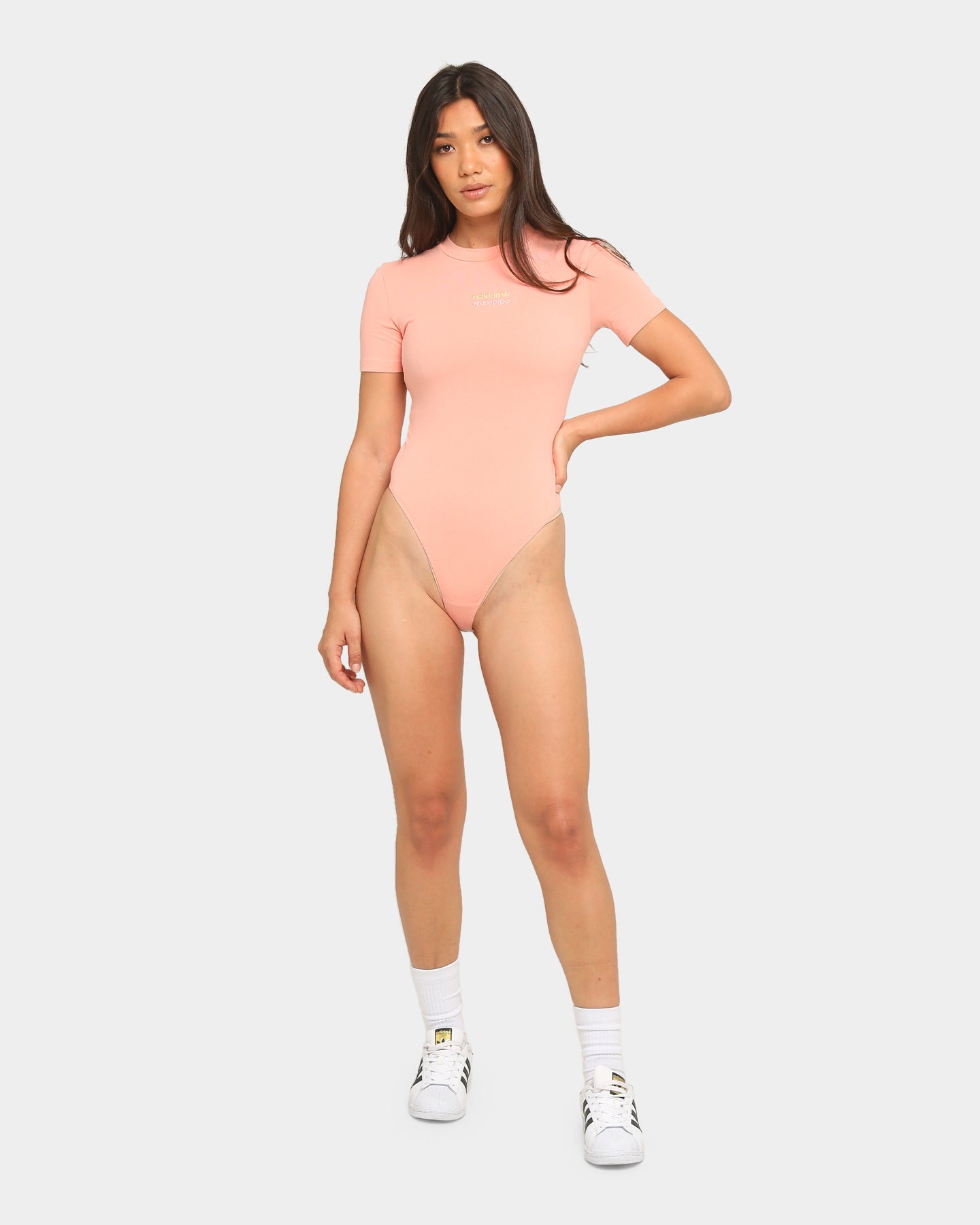 adidas bodysuit pink