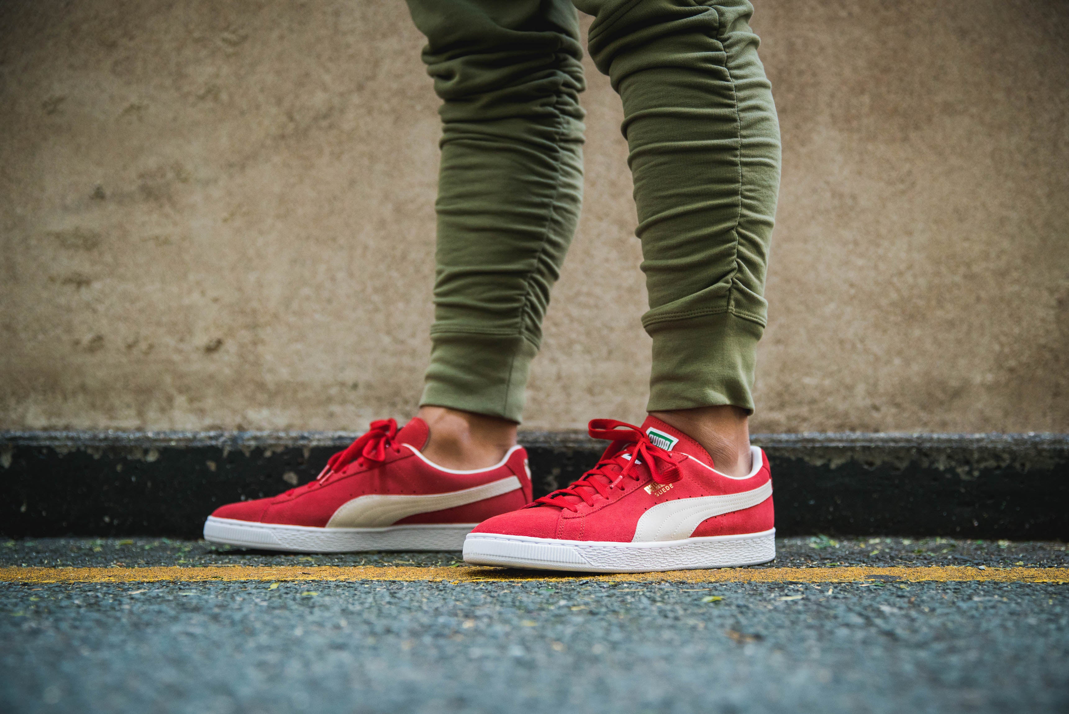 puma suede red and white