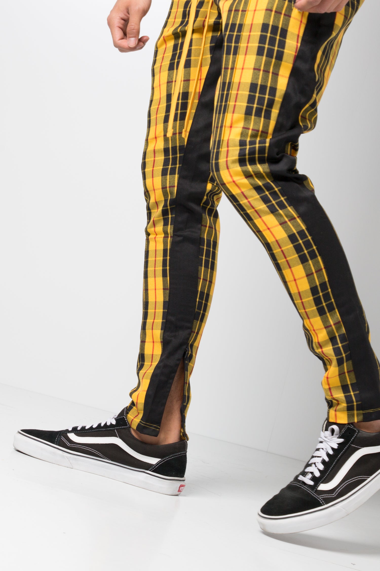 yellow black track pants