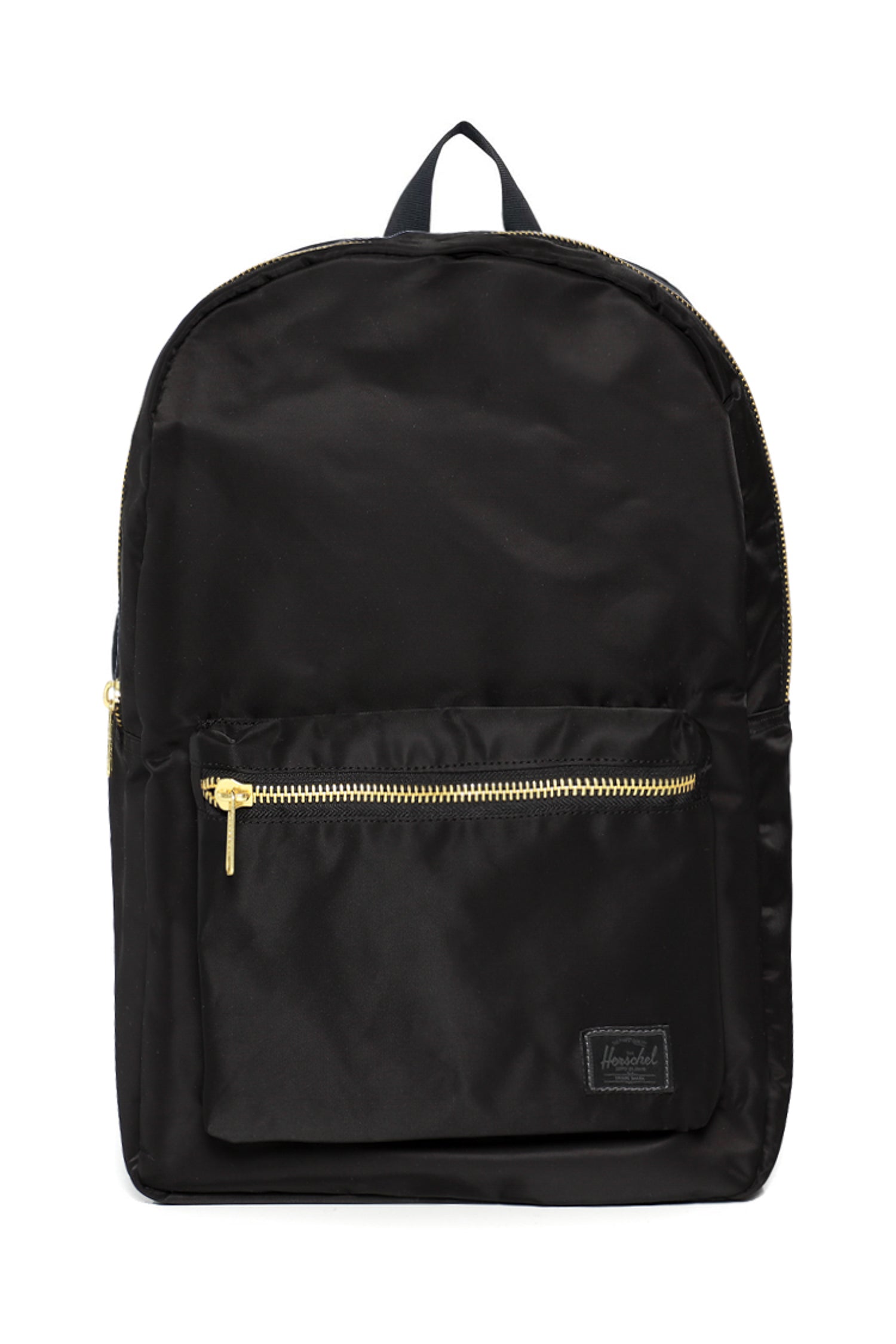 herschel black backpack with gold zipper