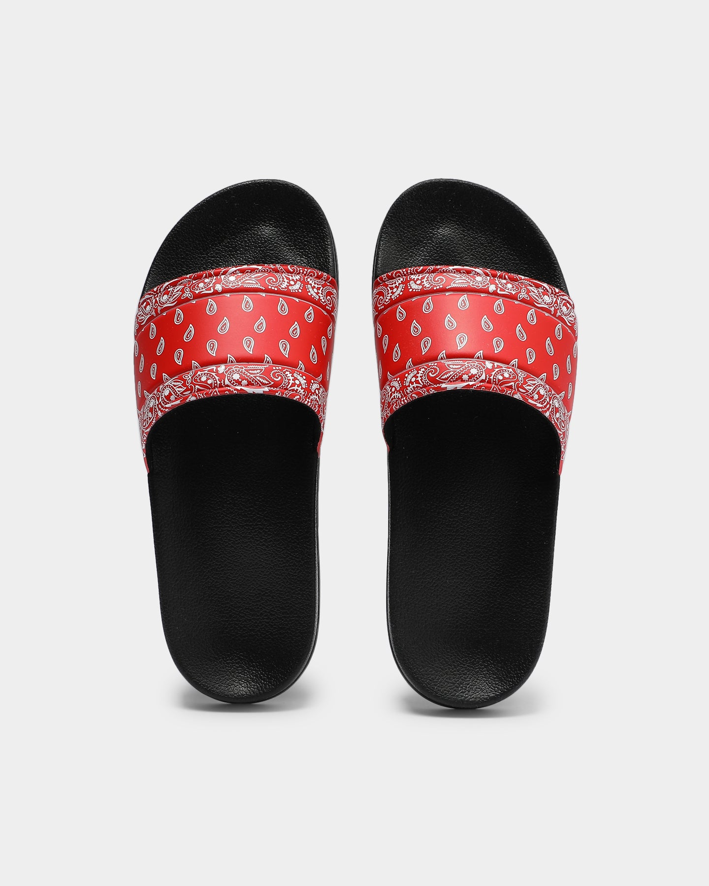 red bandana nike slides