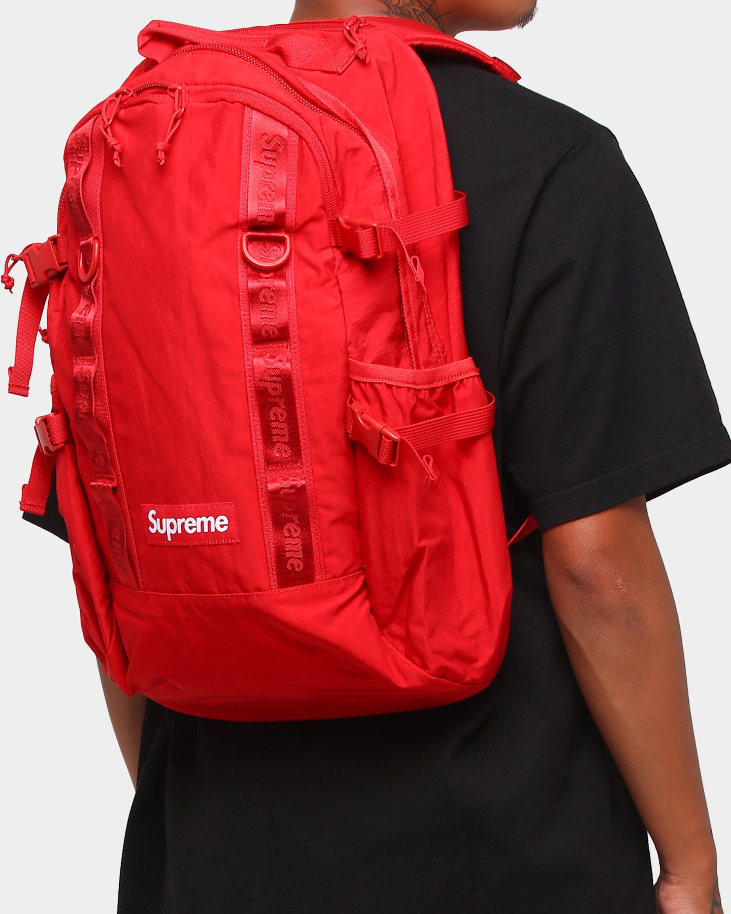 supreme dark red backpack