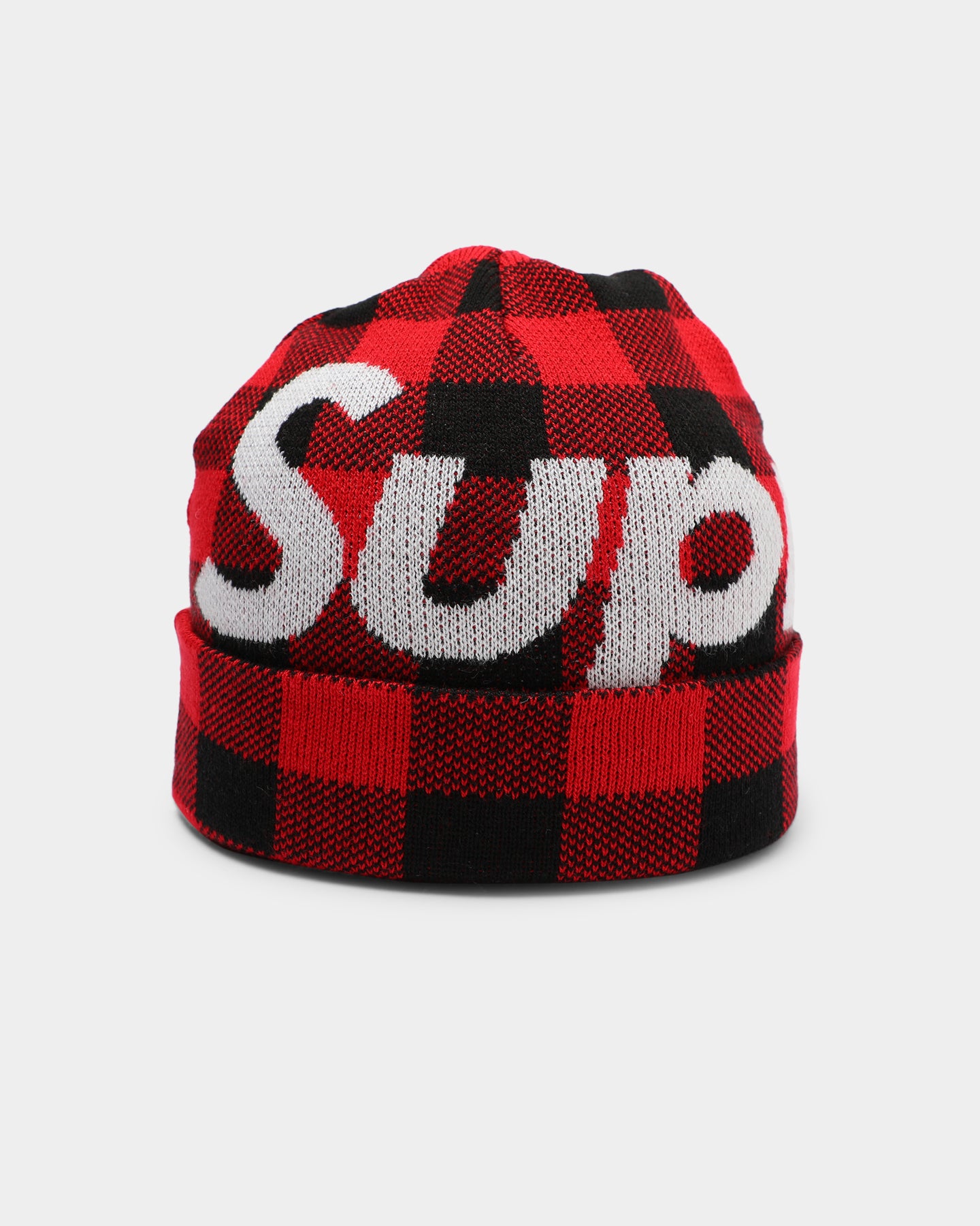 supreme big logo beanie red