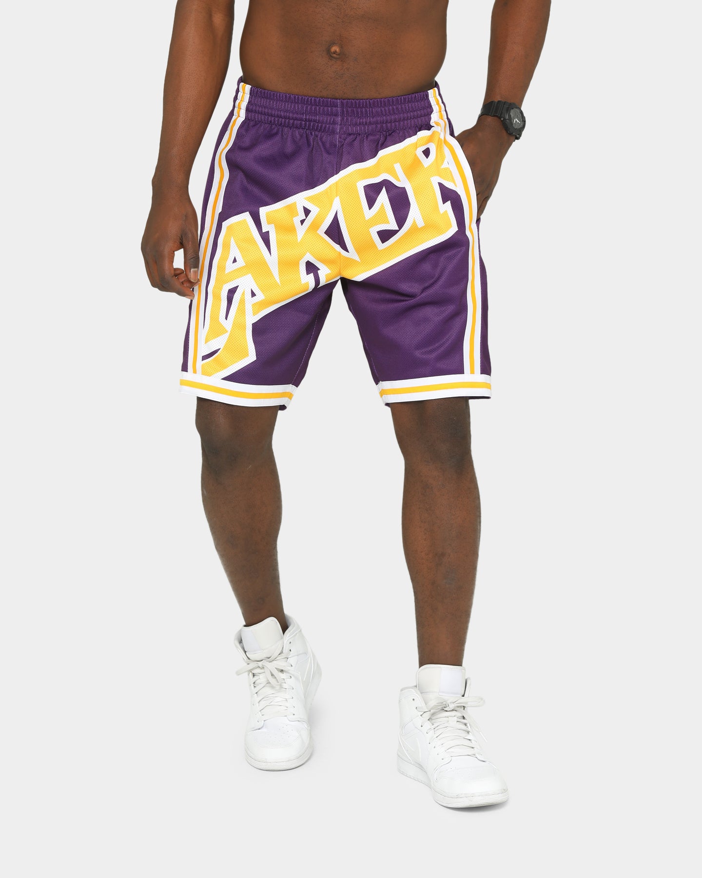 mitchell and ness lakers big face shorts