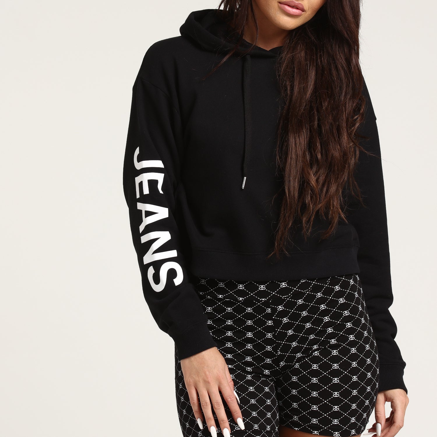 calvin klein cropped institutional hoodie