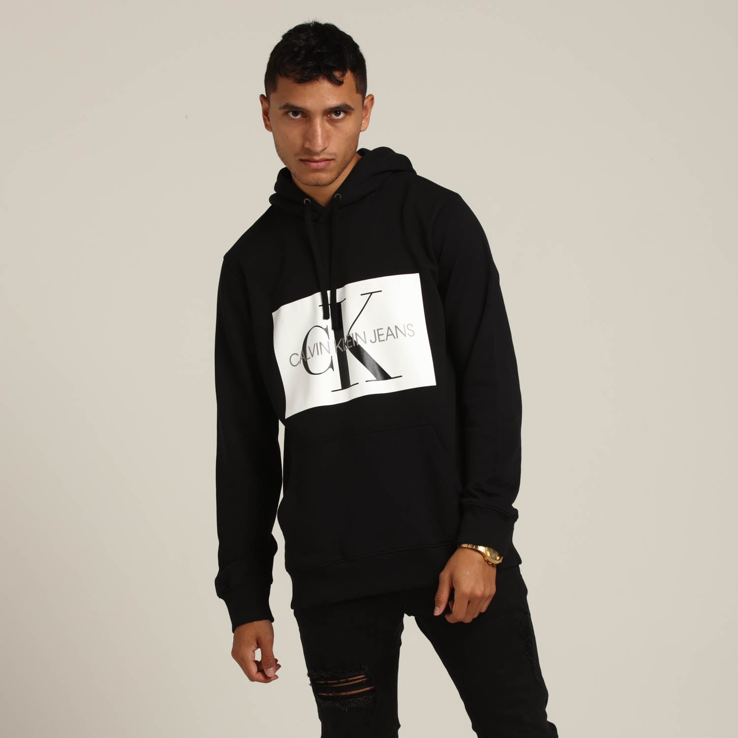 Calvin klein monogram box logo hoodie sale