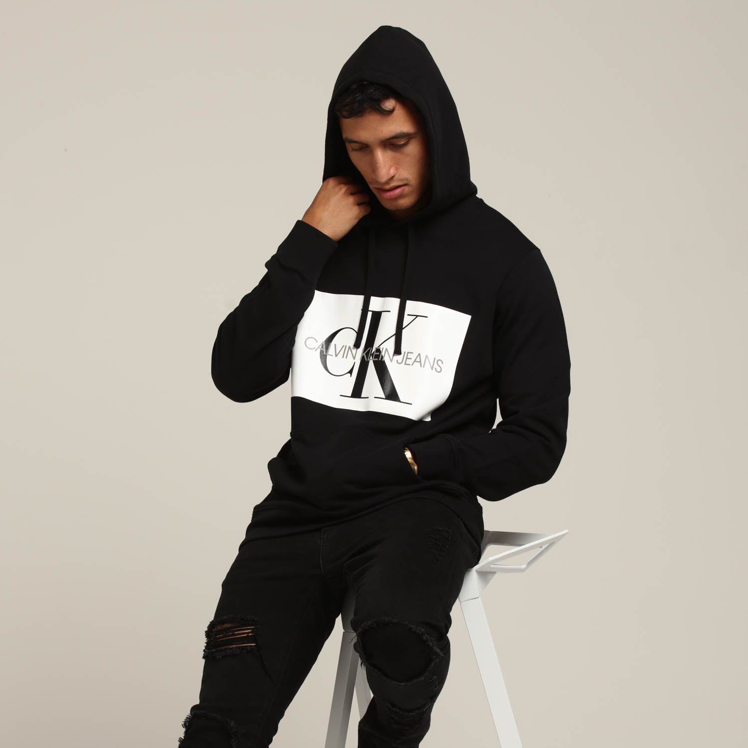 calvin klein box logo hoodie