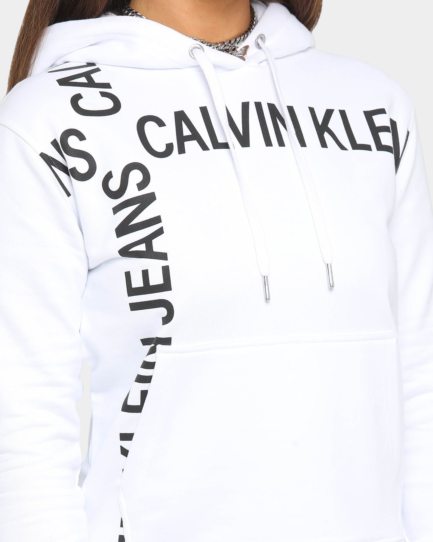 white calvin klein hoodie women's
