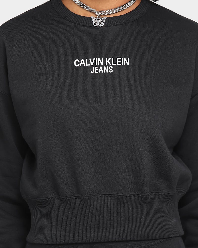 Calvin Klein Women S Institutional Back Logo Crewneck Black Culture Kings Us