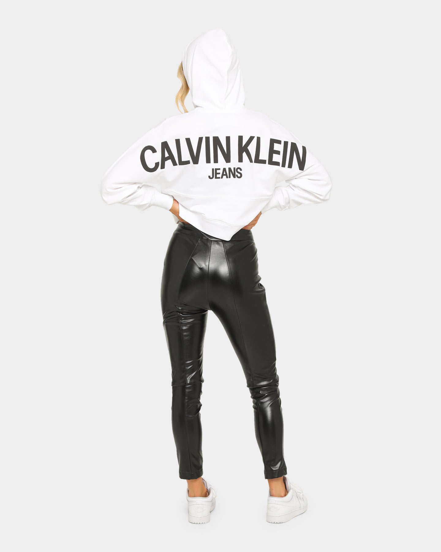 calvin klein black cropped hoodie