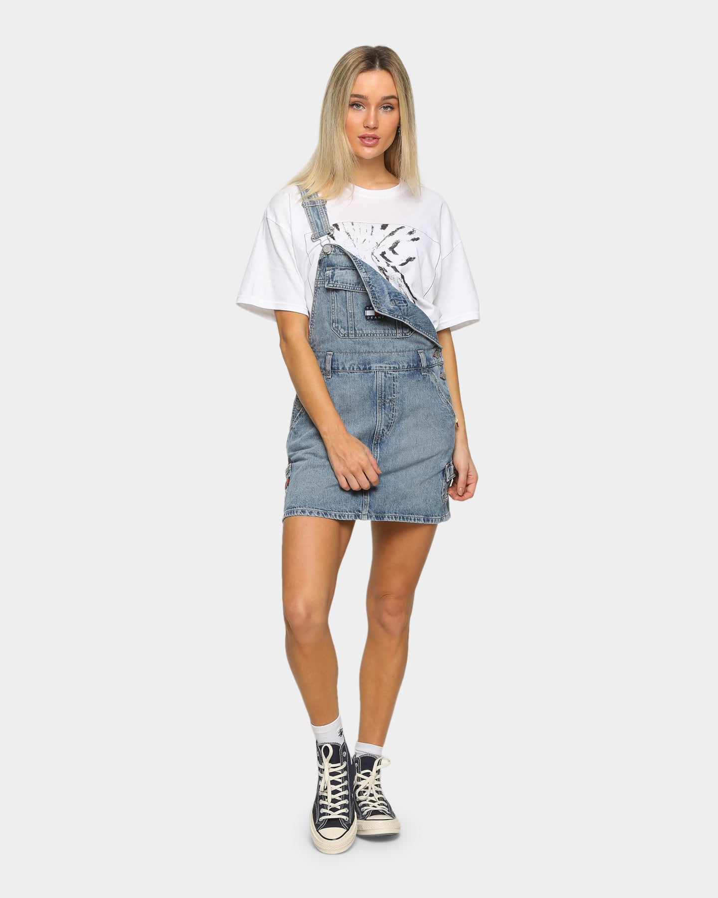 fitted dungaree dress