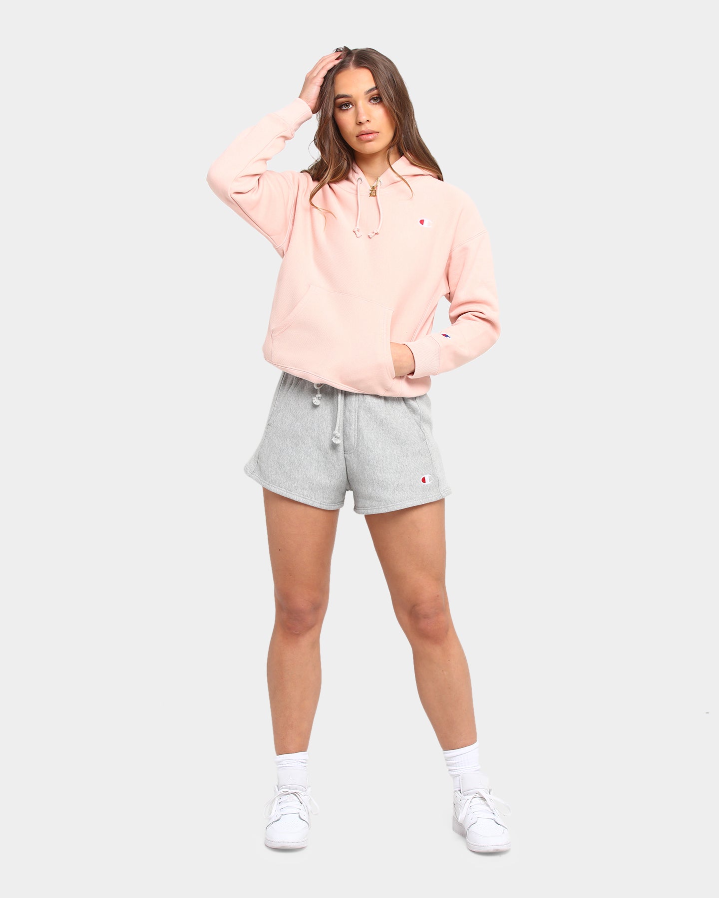 blush champion sweatshirt