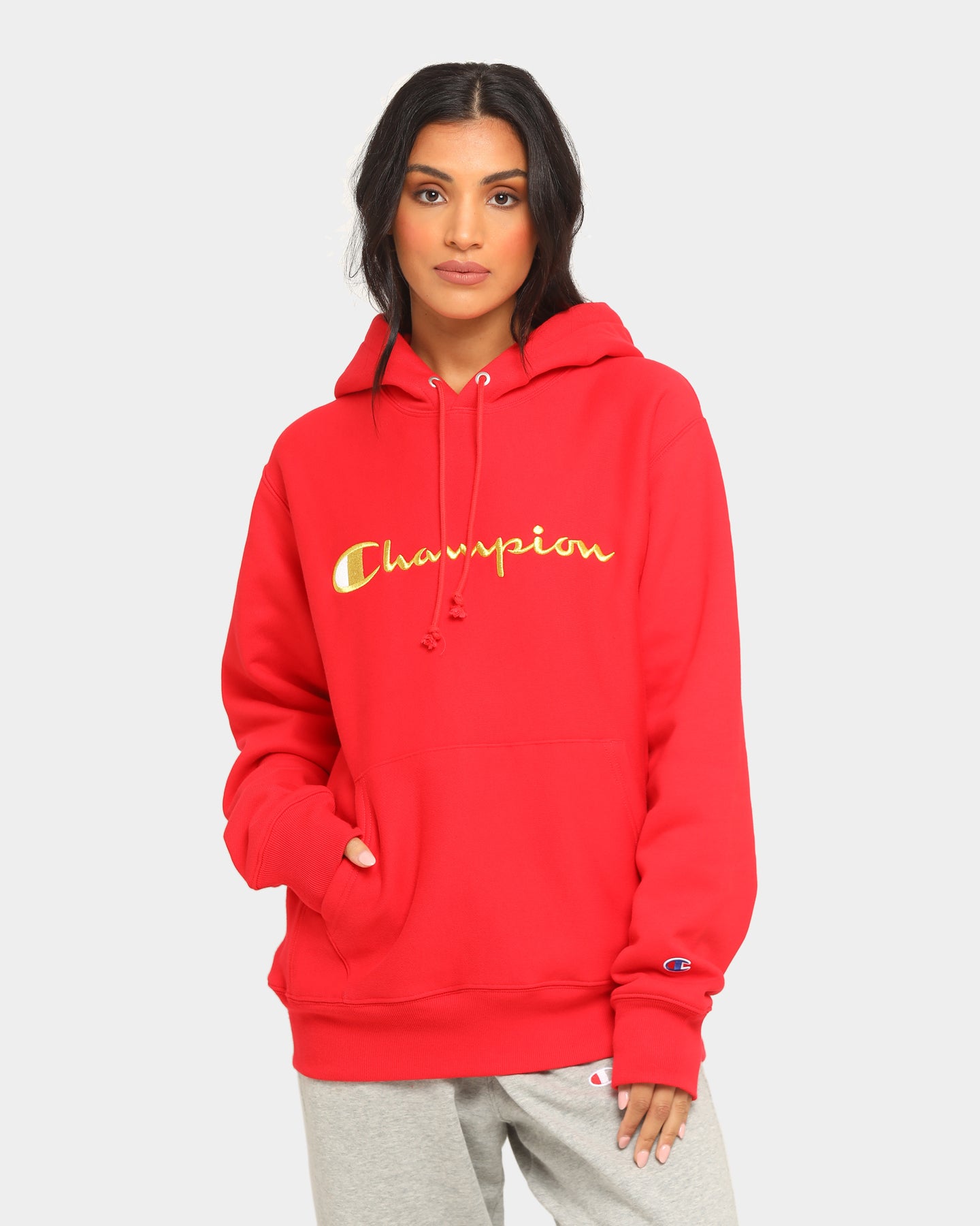 champion red hoodie women's