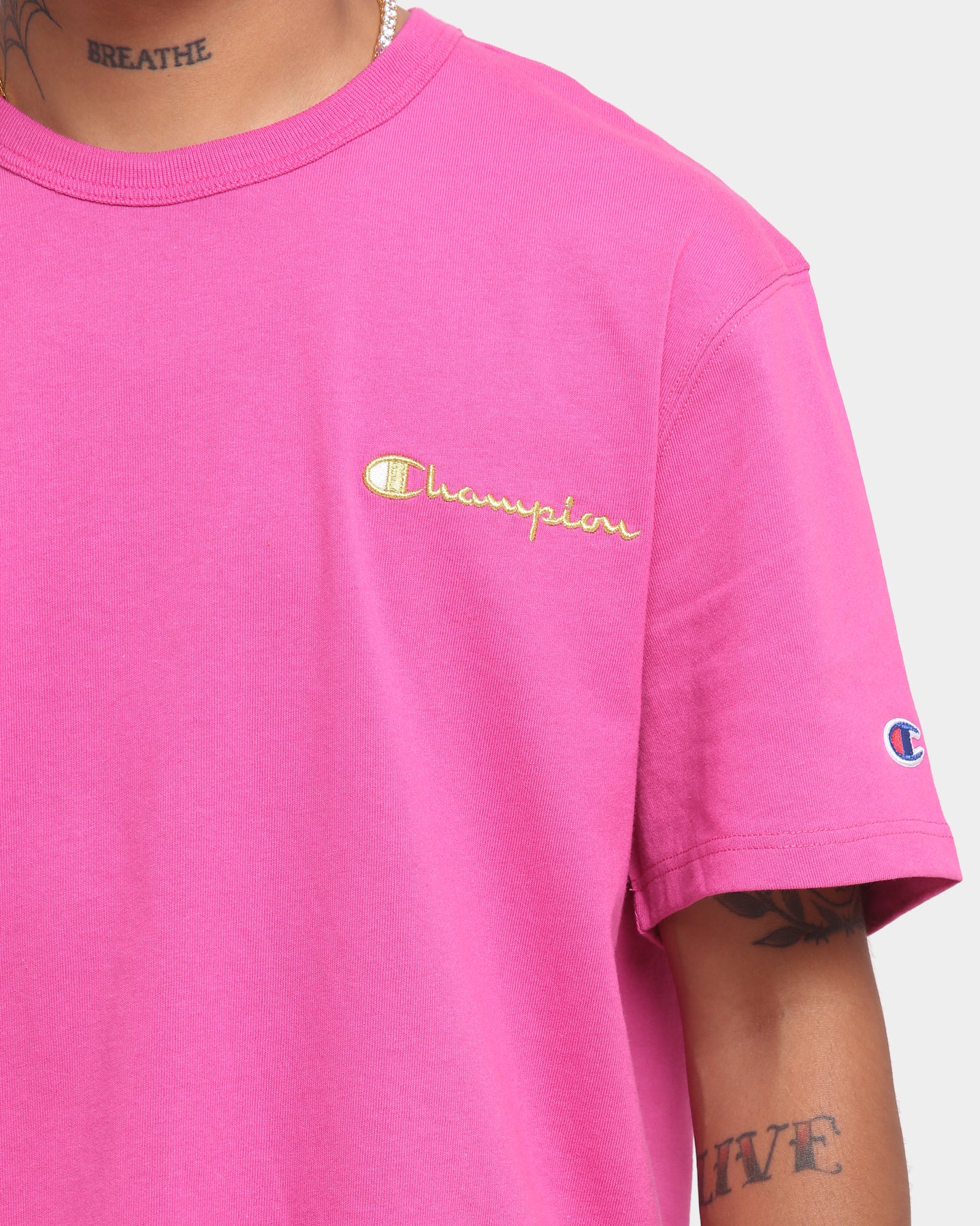 pink champion shirt mens