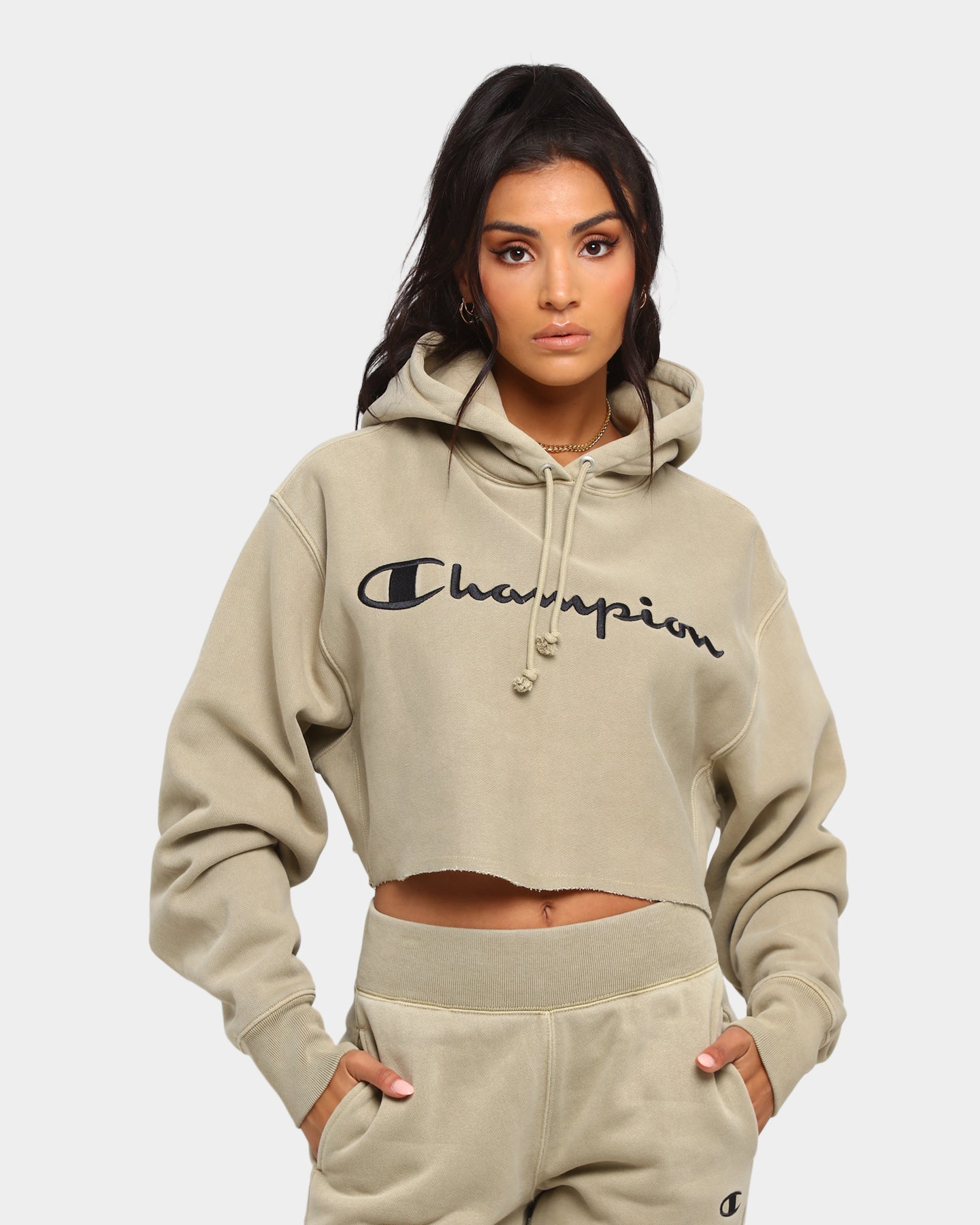 reverse weave crop hoodie champion