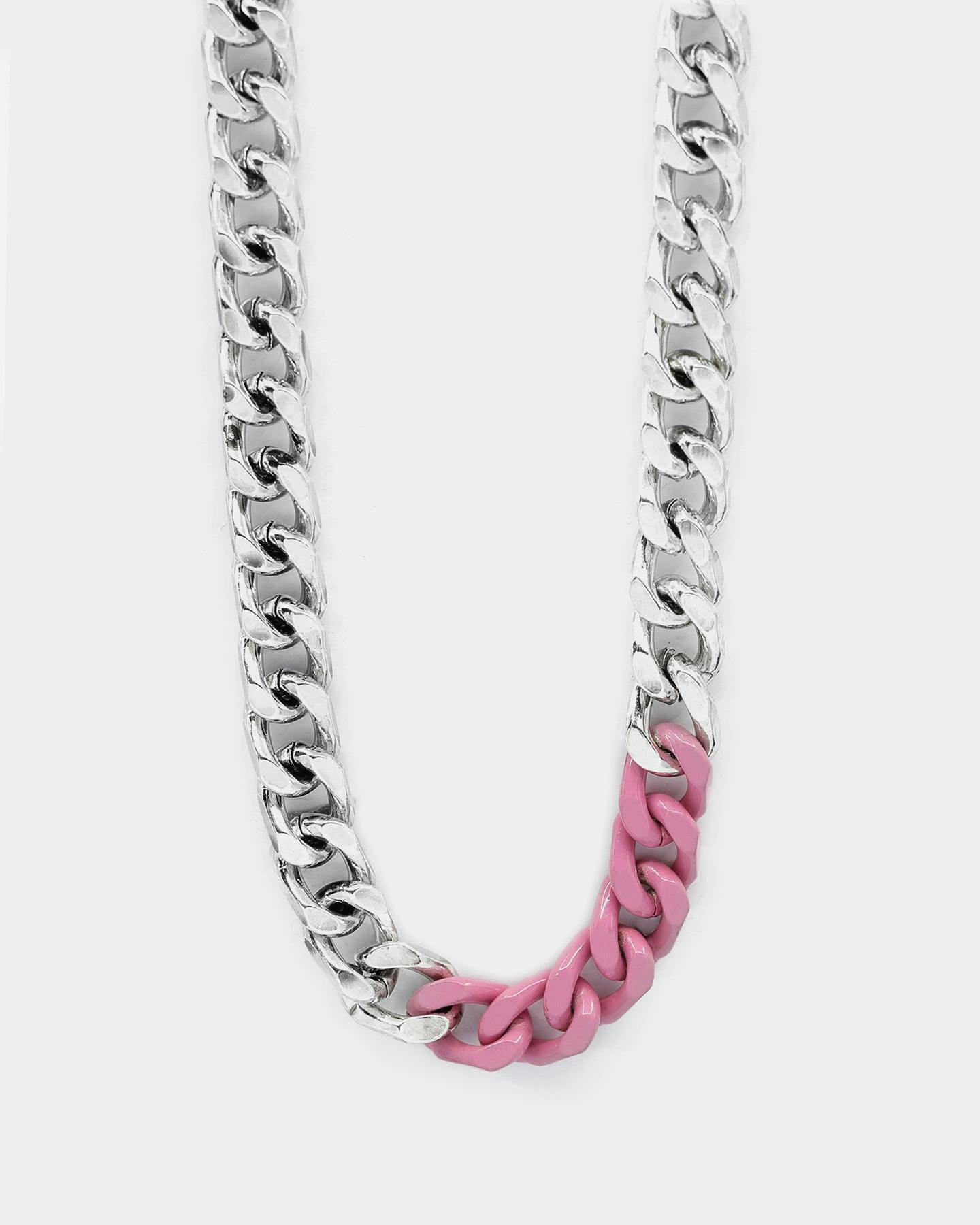 Wild For The Weekend Solid ID Chain Silver/NeonPink