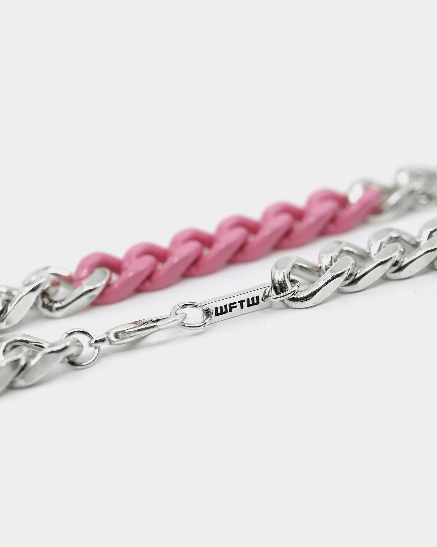 Wild For The Weekend Solid ID Chain Silver/NeonPink
