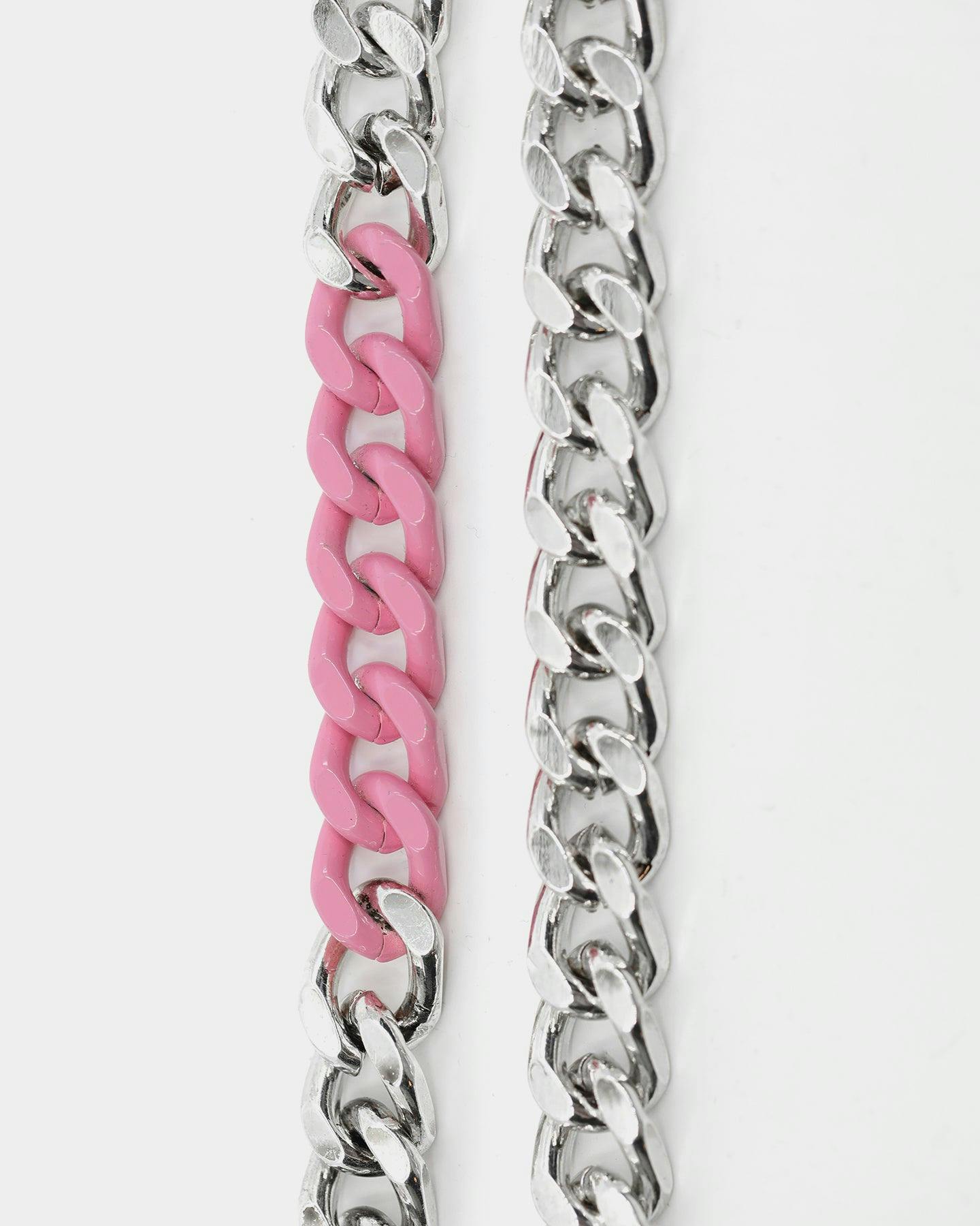 Wild For The Weekend Solid ID Chain Silver/NeonPink