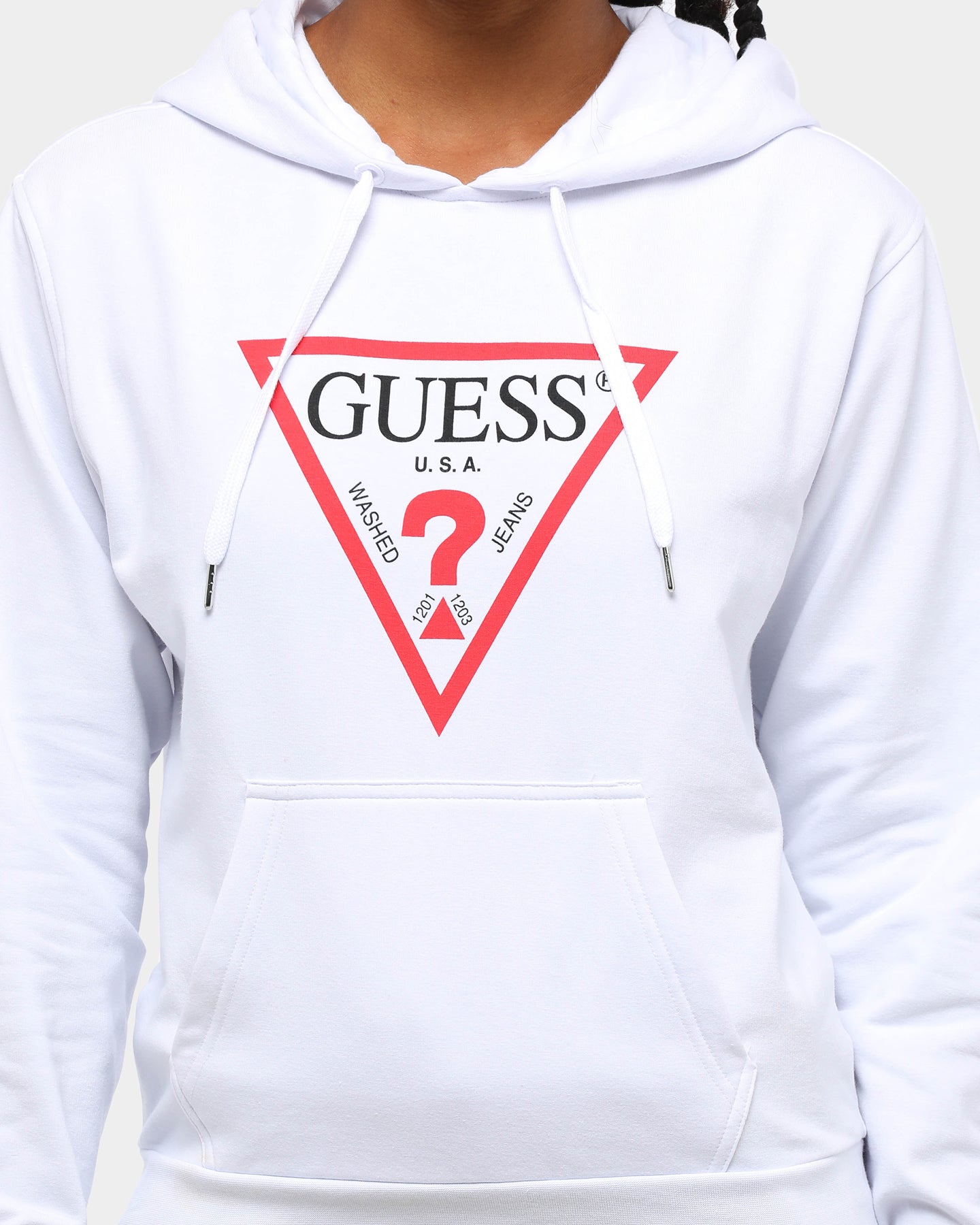 white guess hoodie