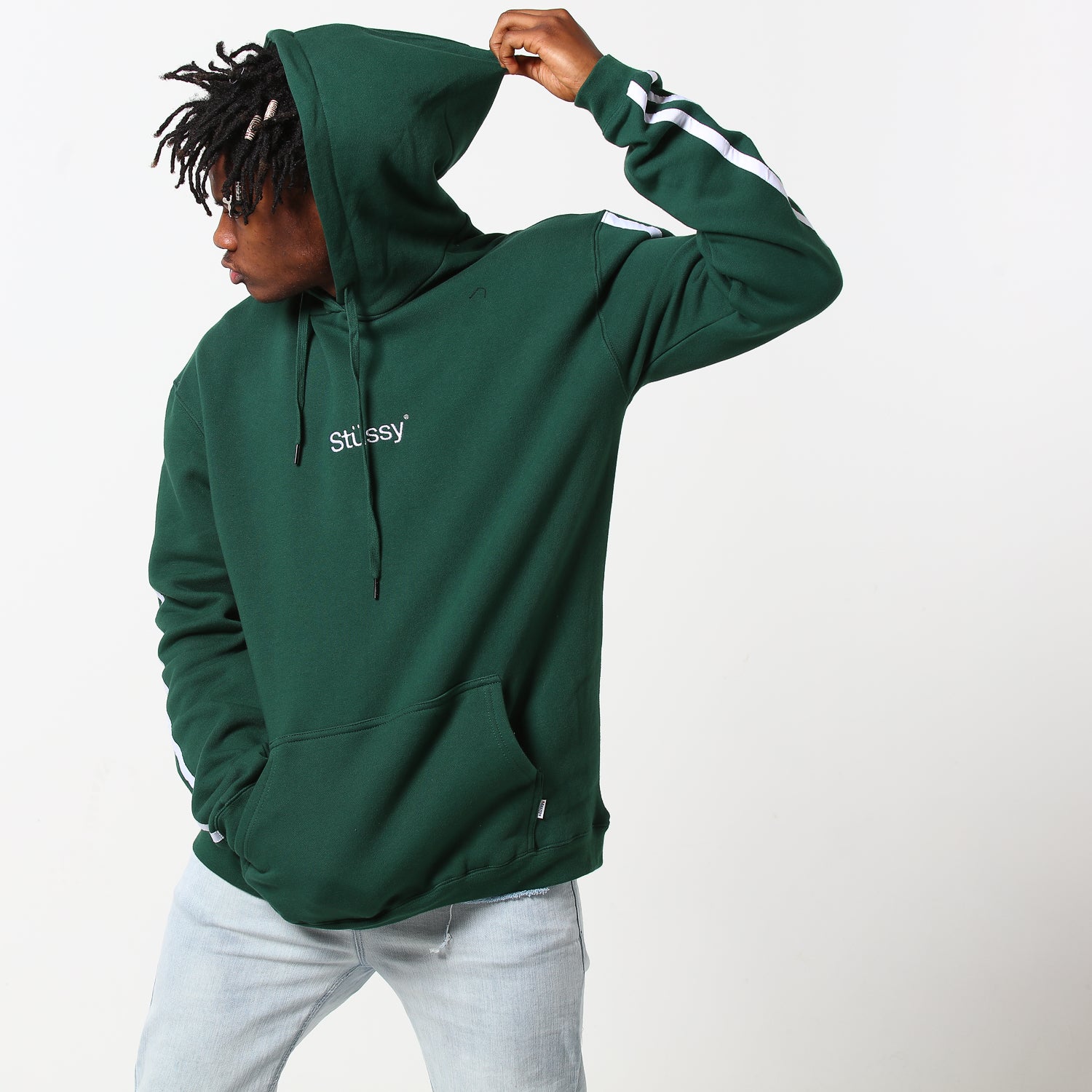 dark green stussy hoodie