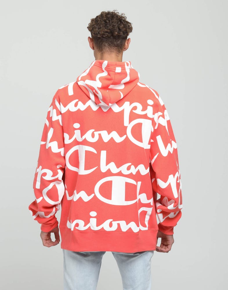 Champion Reverse Weave All Over Hoodie Groovy Papaya Culture Kings Us