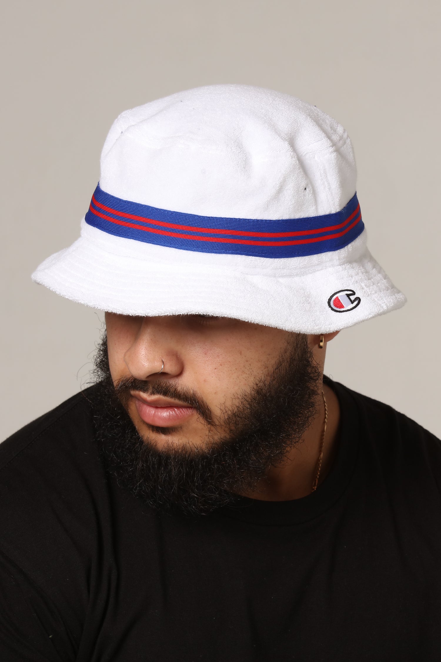 champion all over script reverse weave bucket hat