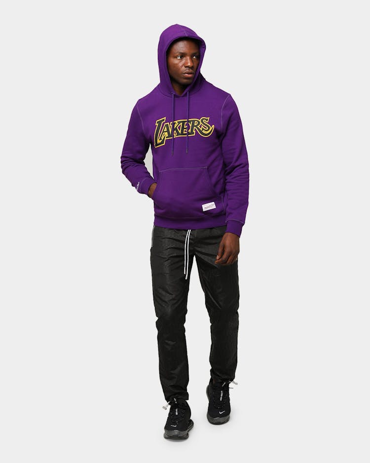 Mitchell Ness Los Angeles Lakers Hwc Wordmark Logo Hoodie Purple Culture Kings Us