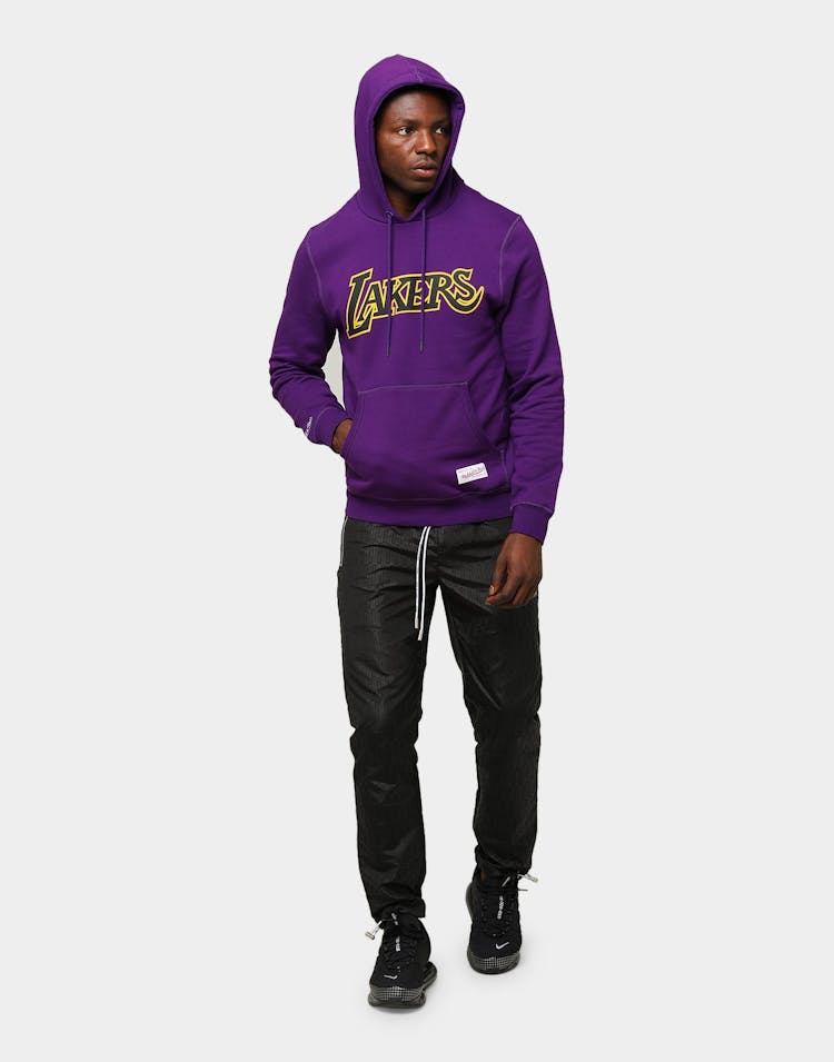 Mitchell Ness Los Angeles Lakers Hwc Wordmark Logo Hoodie Purple Culture Kings Us
