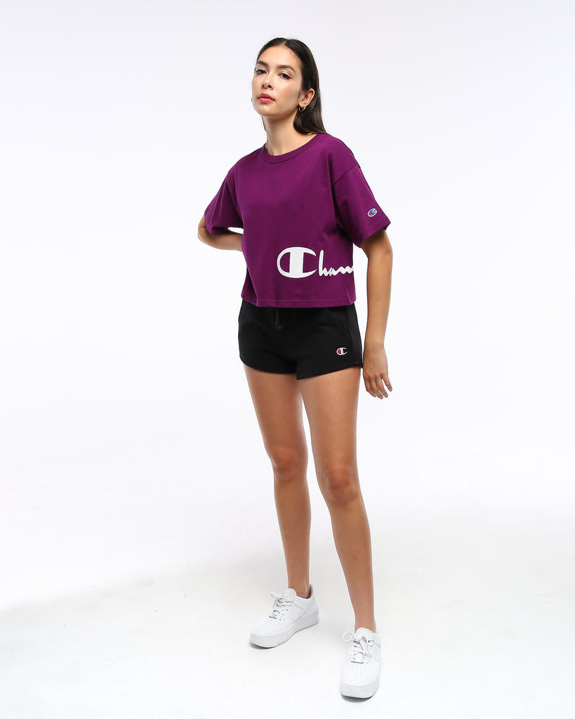 Champion Women S Cropped Graphic Tee Venetian Purple Culture