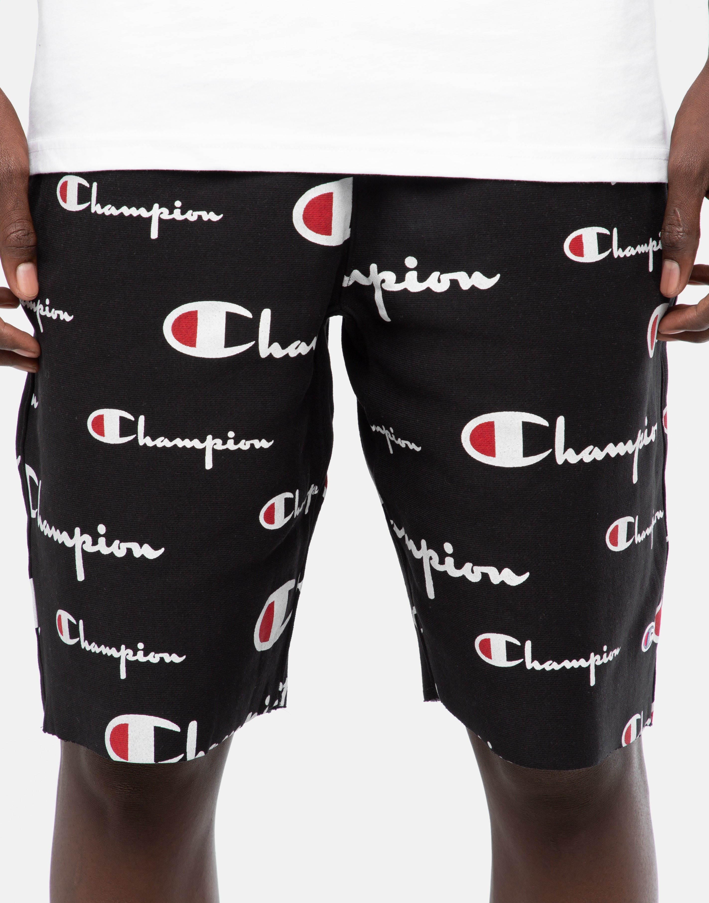 champion shorts all over print