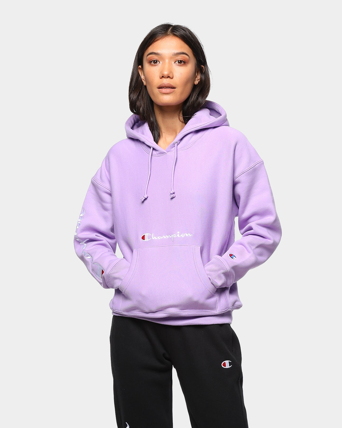 purple women's champion sweatshirt