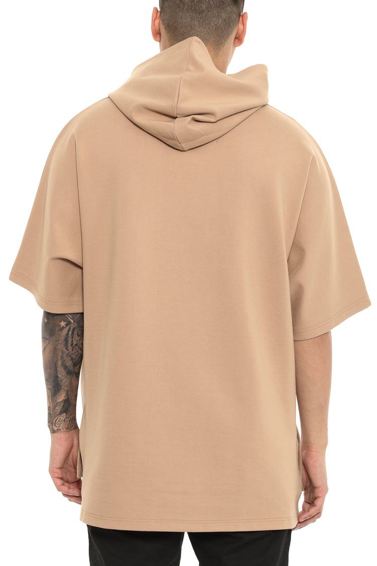 tan short sleeve hoodie