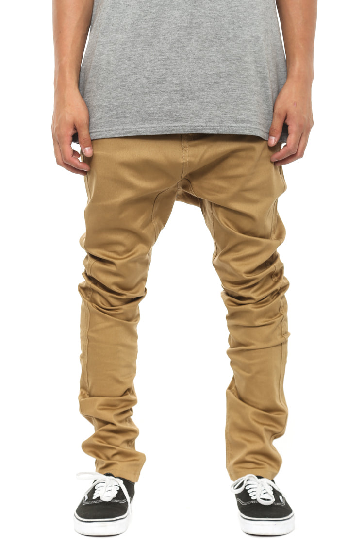 stacked khaki pants